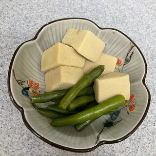 高野豆腐とインゲンの白だし煮